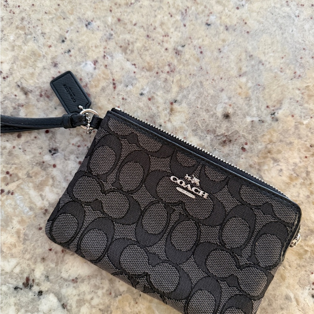 Coach Charcoal Signature Wristlet